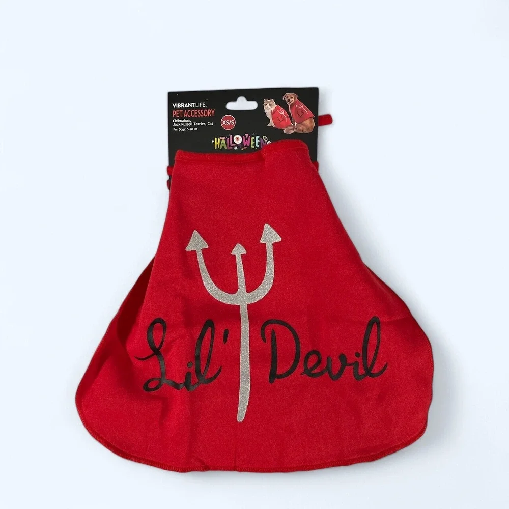 LIL DEVIL pet cape COSTUME RED S/XS NEW !!